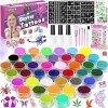 Frasheng Kit Tatouage Paillettes Enfant,Tatouage Temporaire - 41 Couleurs de Paillettes,136 Pochoirs,218 Strass,Non-toxique K