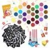 Kit Tatouage Paillettes- Bledras Enfant 30 Couleurs, 147 Pochoir, 4 Pinceaux- Tatouage Ephemere Imperméable, Coffret Cadeau F