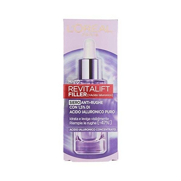 LOréal Paris Sérum Visage Revitalift Filler, Action Repulpante et Anti-Rides, Hautement Concentré à 1.5% Acide Hyaluronique, ...