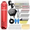 Wormhole Kit Tatouage Stylo Tatouage avec 20 Encre Tatouage 20 Aiguille Tatouage Machine a Tatouer Rouge Tatouage