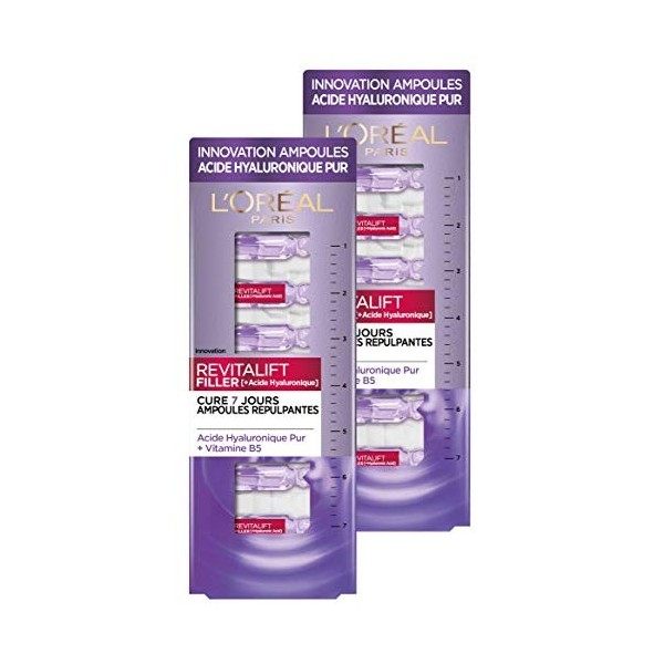L’Oréal Paris – Ampoules repulpantes – Cure de 7 Jours – Revitalift filler – Concentré en Acide Hyaluronique Pur - Lot de 2 C...