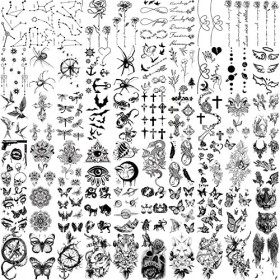 77 feuilles de tatouages temporaires autocollants, 17 feuilles de faux corps bras poitrine épaule tatouages pour hommes ou fe