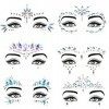 Strass Autocollant Visage [ 6 Bijoux de peau HAUTE QUALITE ] Diamant Visage + Corps -Paillettes Visage pour Maquillage Festiv...