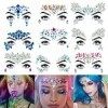 Amaza Strass Autocollant, Tatouage Temporaire Strass Visage, Strass Bindi Bijoux De Front 4 Parties 9 Feuilles 