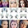 Amaza Strass Autocollant, Tatouage Temporaire Strass Visage, Strass Bindi Bijoux De Front 4 Parties 9 Feuilles Tatouage