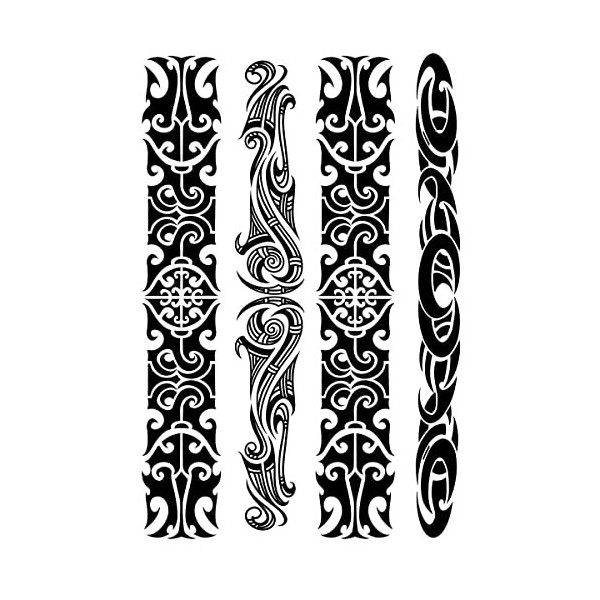 Tatouage Éphémère bracelets maori - 1 Feuille de faux tattoos | Bras, épaule, dos, mollet, cuisse, jambe | Noir | Tatouage te...