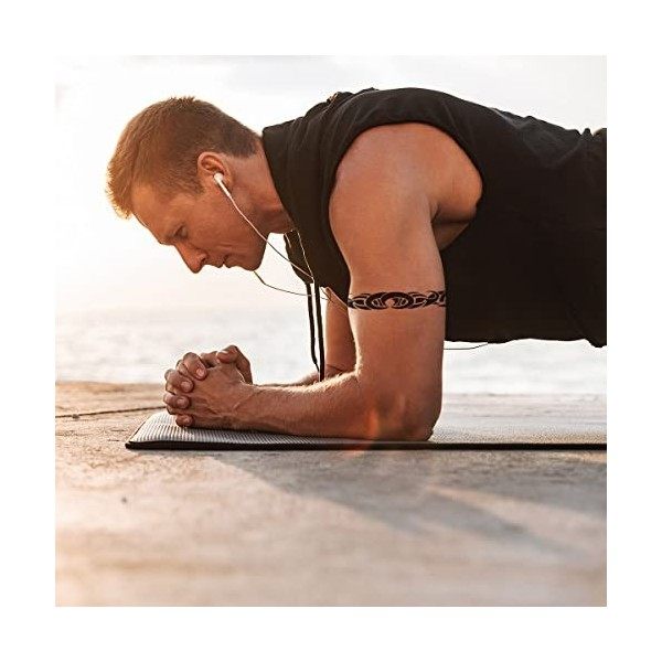 Tatouage Éphémère bracelets maori - 1 Feuille de faux tattoos | Bras, épaule, dos, mollet, cuisse, jambe | Noir | Tatouage te...