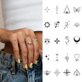 Finoly Tatouage Ephemere Femme - Tatouage Semi Permanent - Durée De 2 Semaines - Lot 20 Unités - Imperméables - Faux Tatouage...