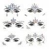 DAWRIS 6 PCS Visage gemmes strass autocollant, auto-adhésif Gemmes de visage autocollant Tatouage Temporaire Strass Visage Bi