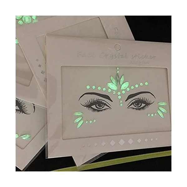 DAWRIS 6 PCS Visage gemmes strass autocollant, auto-adhésif Gemmes de visage autocollant Tatouage Temporaire Strass Visage Bi