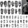 42 Feuilles Tatouages Temporaire Hommes, Faux Tatouage Éphémère Imperméable Animaux Noir Tatouage Autocollants pour Adulte Ho