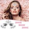 Strass Visage Festival Coachella Tenue Femme（2 Pièces）Strass Maquillage Festival Stickers Visage Halloween Autocollant Visage