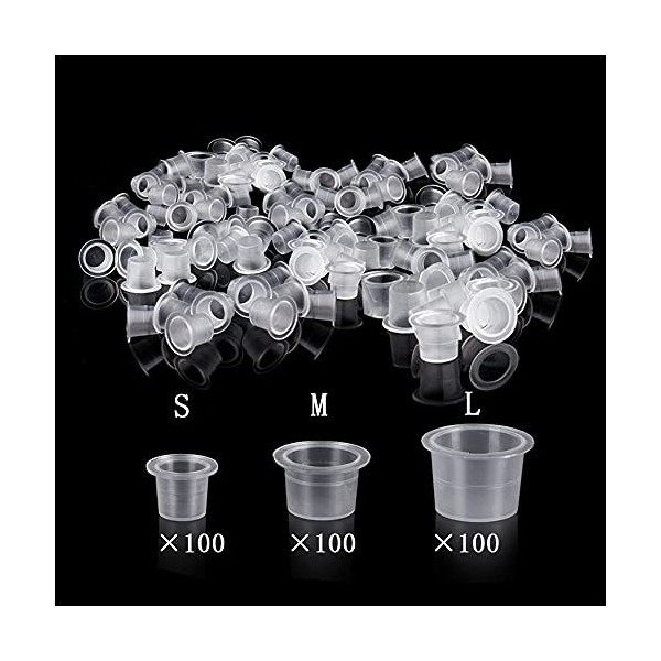 UPTATSUPPLY 300Pcs mixtes Gobelets pour Encre de Tatouage Caps Tatouage pour Tattoo Ink Fournitures Tattoo Ink Tatouage