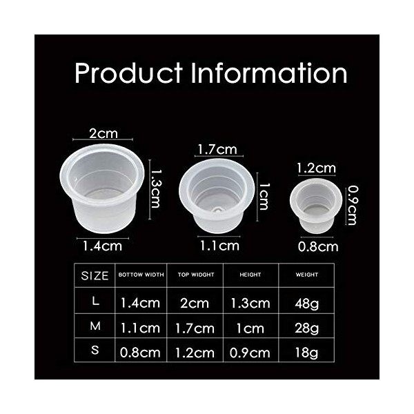 UPTATSUPPLY 300Pcs mixtes Gobelets pour Encre de Tatouage Caps Tatouage pour Tattoo Ink Fournitures Tattoo Ink Tatouage