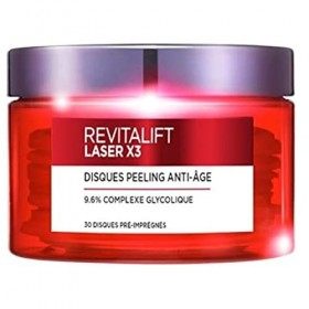 L’Oréal Paris – Disques Peeling Anti-Âge x 30 – Revitalift Laser X3 – À l’acide Glycolique