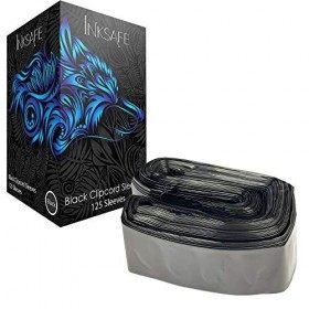 Inksafe Lot de 125 cache-cordons à clip Noir 5 x 80 cm Tatouage