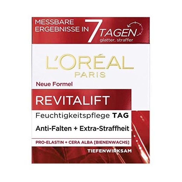 LOréal Paris Soin de jour Revitalift, soin du visage anti-âge, anti-rides et extra fermeté, pro-élastine et cire dabeille, 