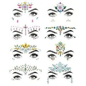 SHINEYES autocollants pour le visage et le visage de rave avec strass pour le visage et le corps 8 Pcs No.05 Tatouage