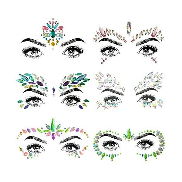 SHINEYES autocollants pour le visage et le visage de rave avec strass pour le visage et le corps 8 Pcs No.05 