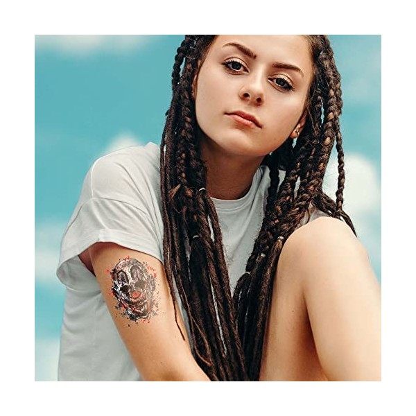Lot de 10 tatouages temporaires effrayants - Sans danger pour la peau - Fabriqué aux États-Unis - Amovibles et réutilisables ...