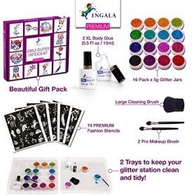 Kit de tatouage à paillettes de qualité supérieure pour filles | Tatouages professionnels uniques pour enfants et adultes | 7