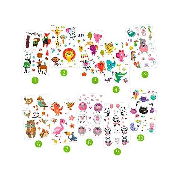 20 feuilles de tatouages ​​temporaires pour les enfants autocollant amovible tatouage pour garçons filles filles tatouages ​​