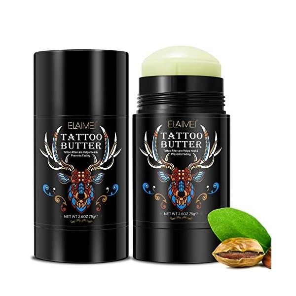 Crème Tattoo, Baume Tatouage Soin pour Avant, Pendant & Après Tatouage, Naturelle Crème Cicatrisante pour Tatouages Anciens N