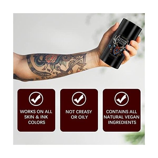 Crème Tattoo, Baume Tatouage Soin pour Avant, Pendant & Après Tatouage, Naturelle Crème Cicatrisante pour Tatouages Anciens N