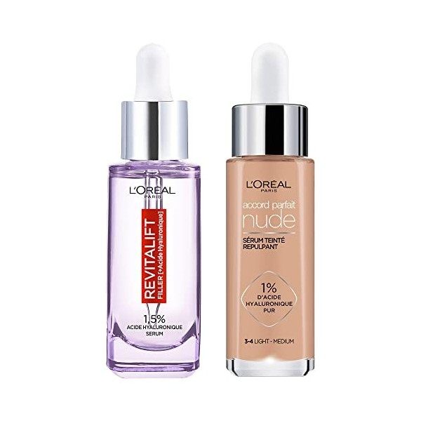 LOréal Paris - Coffret Sérums Routine Repulpante - Enrichie à lAcide Hyaluronique - 1x Sérum Teinté Accord Parfait Teinte Cr...