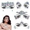 4 PCS Strass Visage, Tatouages ​​Temporaires Paillettes Visage Strass Strass Autocollant Festival Must Haves accessoires pour