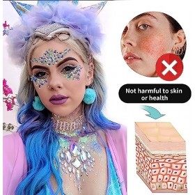 4 PCS Strass Visage, Tatouages ​​Temporaires Paillettes Visage Strass Strass Autocollant Festival Must Haves accessoires pour