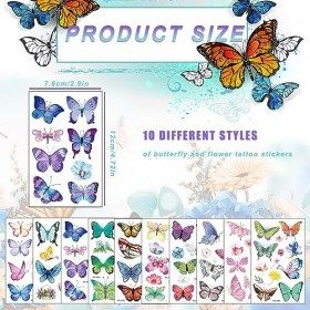 10 Feuilles Tatouage Temporaire PapillonM,Tatouage Papillon Tatouage Temporaire Femme pour enfants adultes hommes et femmes R