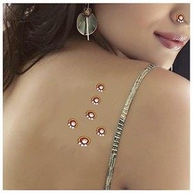 Stylesindia Bindi Tattoos Maroon Color with White Stones Jewel Bindi Jewel Tattoos Round Bindis for Womens and Girls - 6 Bind