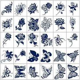 Autocollants De Tatouage À Base De Plantes Imperméables Femme Simulation Longue Durée Fleur Papillon Clavicule Poitrine Chevi