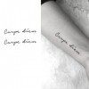 2 PCS Lettres Anglaises Dans Le Temps Carpe Diem Autocollants De Tatouage À Base De Plantes Jus Semi-Permanent Étanche Hommes