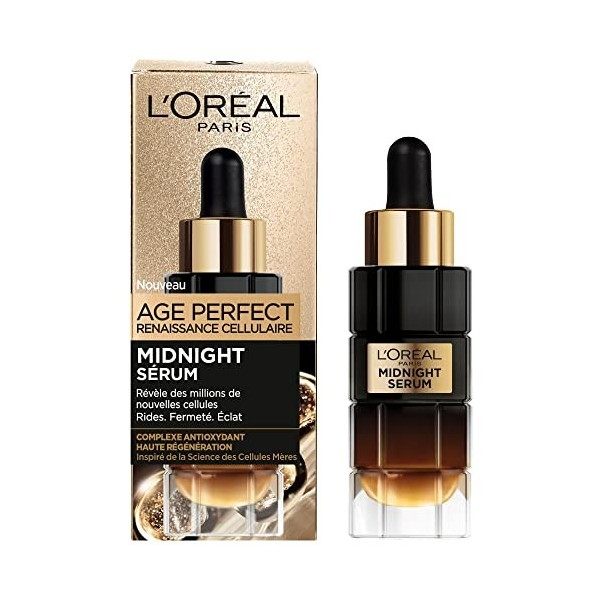 LOréal Paris - Midnight Sérum Visage Anti-Âge - Soin Anti-Rides, Éclat et Fermeté - Au Complexe Antioxydant Protecteur - Pou ...