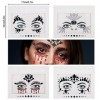 4 Ensembles Autocollants Bijoux Halloween, Paillettes Gemmes Visage Pré-Assortis Diamant Visage Maquillage Diamant Visage Fes