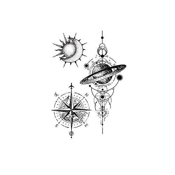 Tatouage Ephemere Soleil Lune Étanche Tatouage Temporaire Durable Hommes Et Femmes Tatouages ​​De Personnalité Tatouage