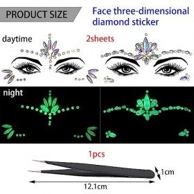 BDSHUNBF 10 Feuilles Strass Visage Autocollant, Strass Autocollant Diamant, Gemmes de Visage Tatouages Temporaires pour Visag