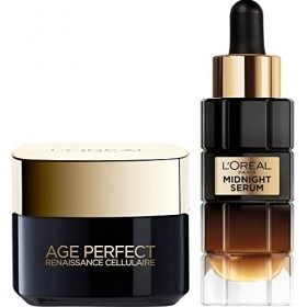LOréal Paris - Coffret 2 Produits Anti-Rides, Éclat & Fermeté - Crème Jour Revitalisante 50 ml + Sérum Nuit Midnight 30 m Crè...