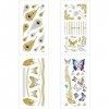 WKRTDY Temporaire tatouage doré 4 feuilles pour femmes et filles - Métallique brillant, idéal pour les adultes Tatouage