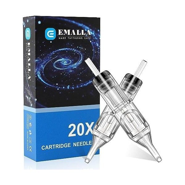 Cartridges 5RL – Emalla Lot de 20 cartouches jetables rondes Liner 1005RL Aiguilles pour stylos de machine 0,30 mm 