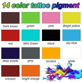 DLD14PCS Encre de tatouage tout usage – Végétalien 30 ml Lot de fournitures de tatouage éblouissantes Ligne de couleur pig