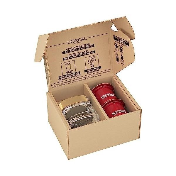 LOréal Paris Kit de Découverte Lot de 2 Crèmes Rechargeables Laser x3 Revitalift Laser Soin Anti-Âge Jour 50ml Crème Jour et ...