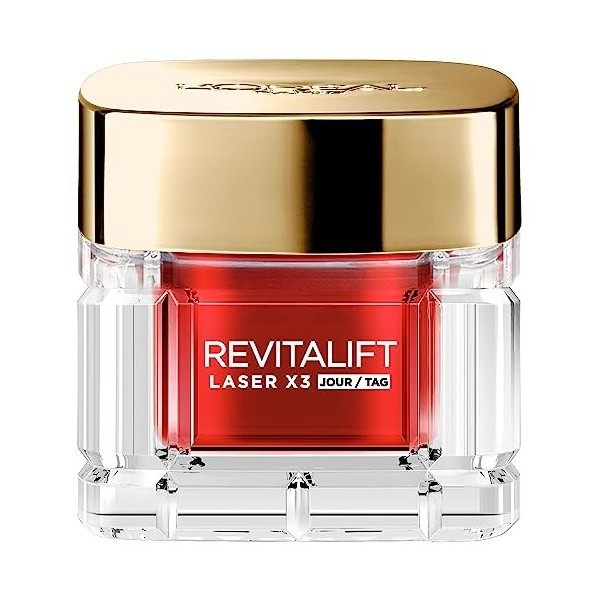 LOréal Paris Kit de Découverte Lot de 2 Crèmes Rechargeables Laser x3 Revitalift Laser Soin Anti-Âge Jour 50ml Crème Jour et ...