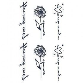 3 PCS Autocollants De Tatouage À Base De Plantes Lettres Semi-Permanentes Anglais Clavicule Autocollants Hommes Étanche Durab