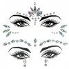 WKRTDY Stickers Strass Visage, Tatouage Temporaire de Gemmes, Feuilles Autocollantes pour Fêtes, Festivals et Maquillages Fes