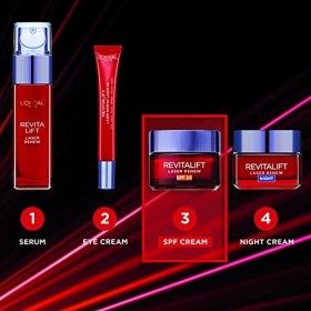 LOreal Paris Crème hydratante pour le visage Revitalift au laser avec FPS 20, crème de jour anti-âge SPY avancée avec rétino ...
