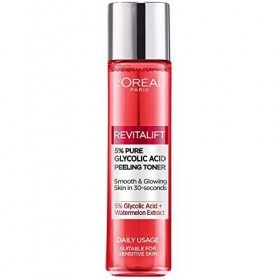 LOreal Paris 5% Acide Glycolique Tonique Revitalift Glycolique, pour une peau lisse et éclatante - 180 ml Crème Jour et Nuit