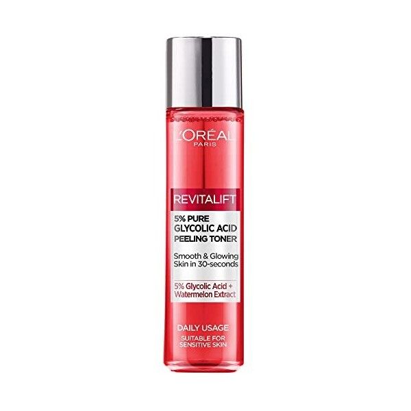 LOreal Paris 5% Acide Glycolique Tonique Revitalift Glycolique, pour une peau lisse et éclatante - 180 ml Crème Jour et Nuit